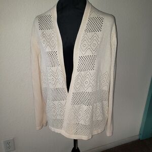 Pretty Cream Lightweight Women's Open Front Cardigan Women's Size L